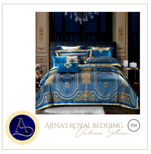 Load image into Gallery viewer, &quot;Arna Lisa&quot; Royal Collection - Luxury Blue High Precision Jacquard Egyptian Cotton - King 9 Piece
