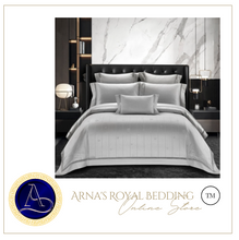 Load image into Gallery viewer, &quot;Arna Lisa&quot; Collection - Luxury Silk Cotton Jacquard Delicate Bedding Set Shining Duvet Cover Sets - Queen - 7 Piece

