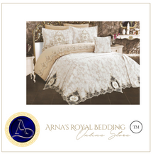 Load image into Gallery viewer, &quot;Arna Lisa&quot; Royal Bedding Set - 7 Piece French Lace Embroidery
