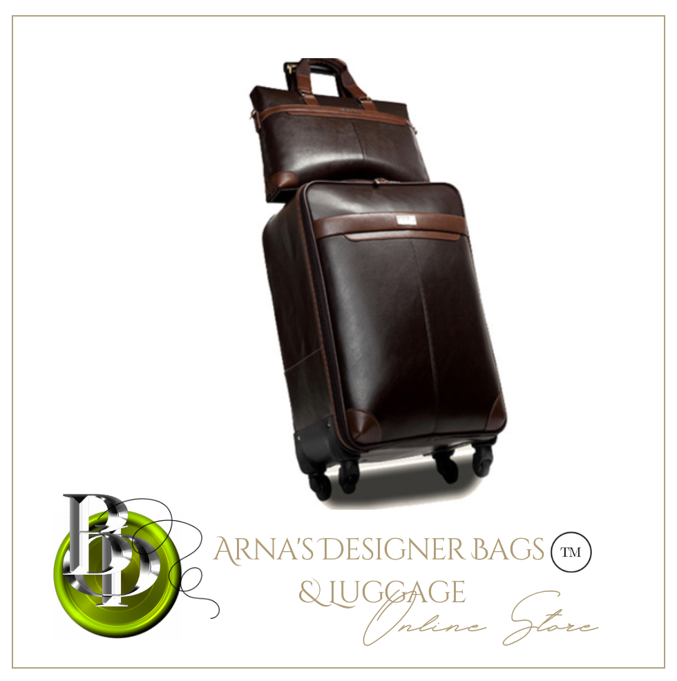 High Quality Genuine Leather 2 Piece Luggage Set - Brown or Black - Many Sizes