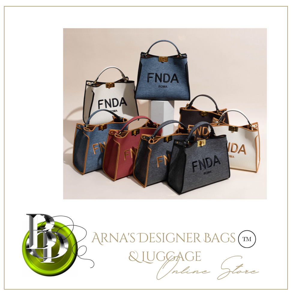 Designer Tote Bag Leather + Gold Black Detail