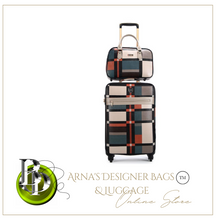Load image into Gallery viewer, Designer Material &amp; Leather 2 Piece Rolling Luggage Set - Many Sizes
