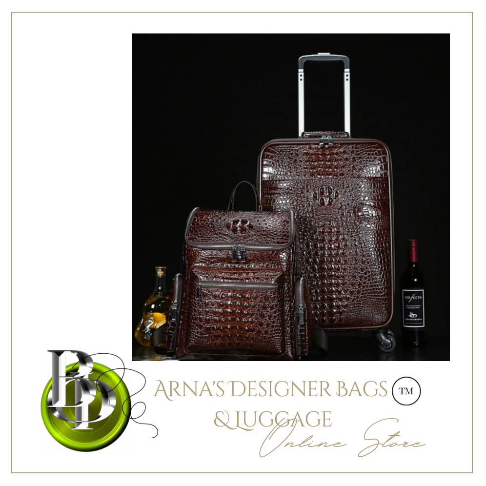 Crocodile Genuine Leather 2 Piece Luggage Set - Brown or Black - Many Styles 20