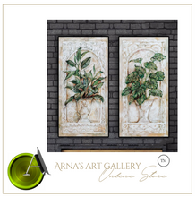 Load image into Gallery viewer, Arna&#39;s Luxury Painting Collection - Green Leave Plant Flowerpot Oil Painting - Many Styles
