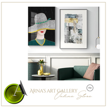 Load image into Gallery viewer, Arna&#39;s Luxury Painting Collection - Nordic Green/Golden Lady Platinum Graphics Painting
