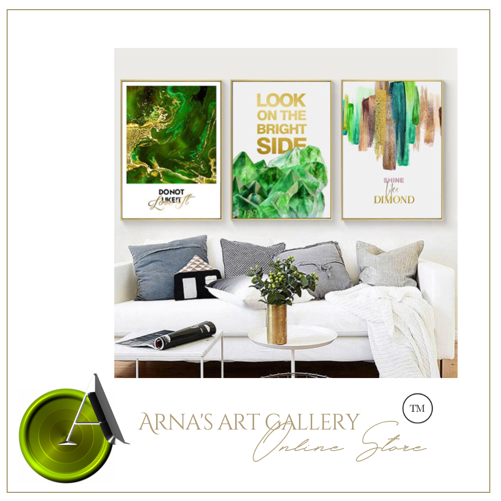 Arna's Luxury Painting Collection - Nordic Green/Gold Platinum Graphics Painting