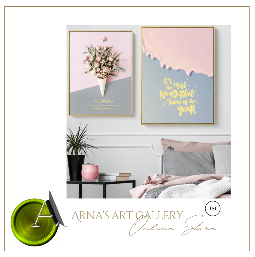 Arna's Luxury Painting Collection - Nordic Pink Flower Graphics Painting