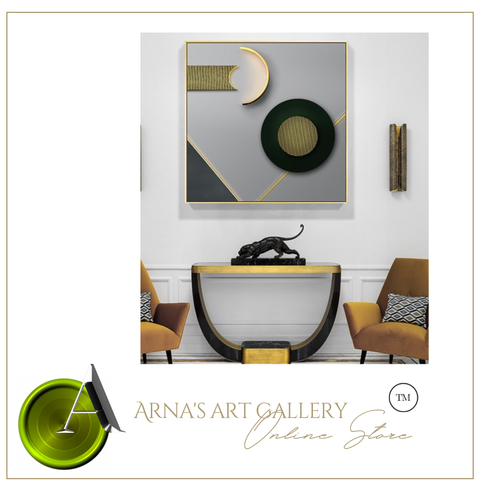 Arna's Luxury Painting Collection - Nordic Abstract Black/Gold/Silver/Grey Graphics Painting