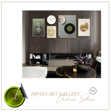 Load image into Gallery viewer, Arna&#39;s Luxury Painting Collection - Geometric Line Round Gold Leaf Canvas Painting
