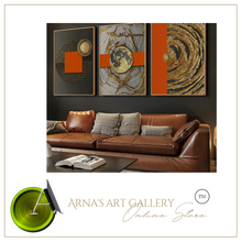 Load image into Gallery viewer, Arna&#39;s Luxury Painting Collection - Nordic Abstract Golden Canvas Paintings - Many Styles

