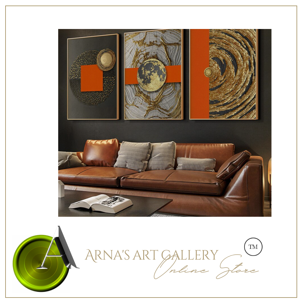 Arna's Luxury Painting Collection - Nordic Abstract Golden Canvas Paintings - Many Styles