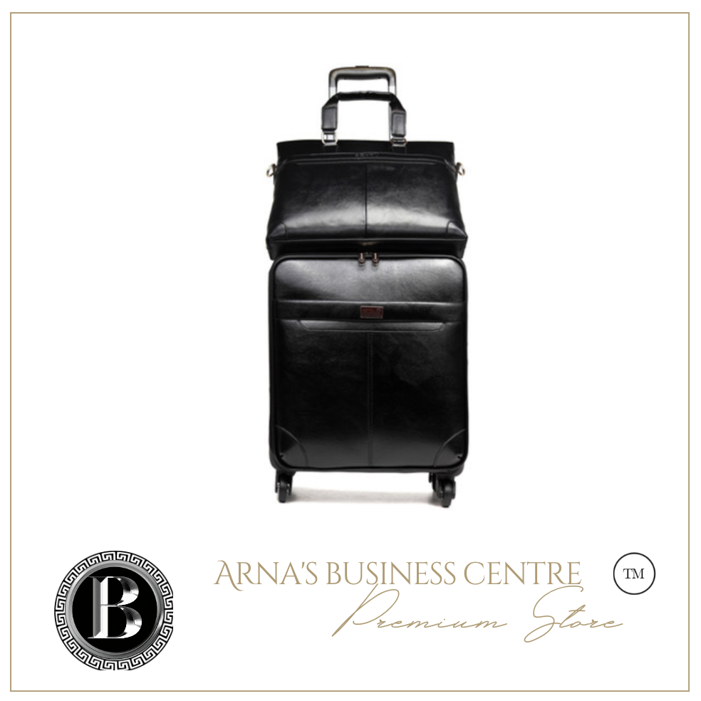 High Quality Genuine Leather 2 Piece Luggage Set - Brown or Black - Many Sizes