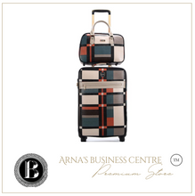Load image into Gallery viewer, Designer Material &amp; Leather 2 Piece Rolling Luggage Set - Many Sizes
