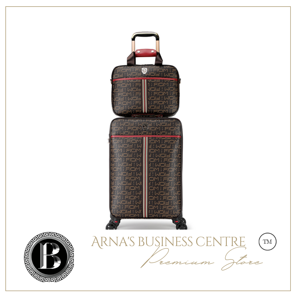 Designer Genuine Leather 2 Piece Rolling Luggage Set - Many Sizes
