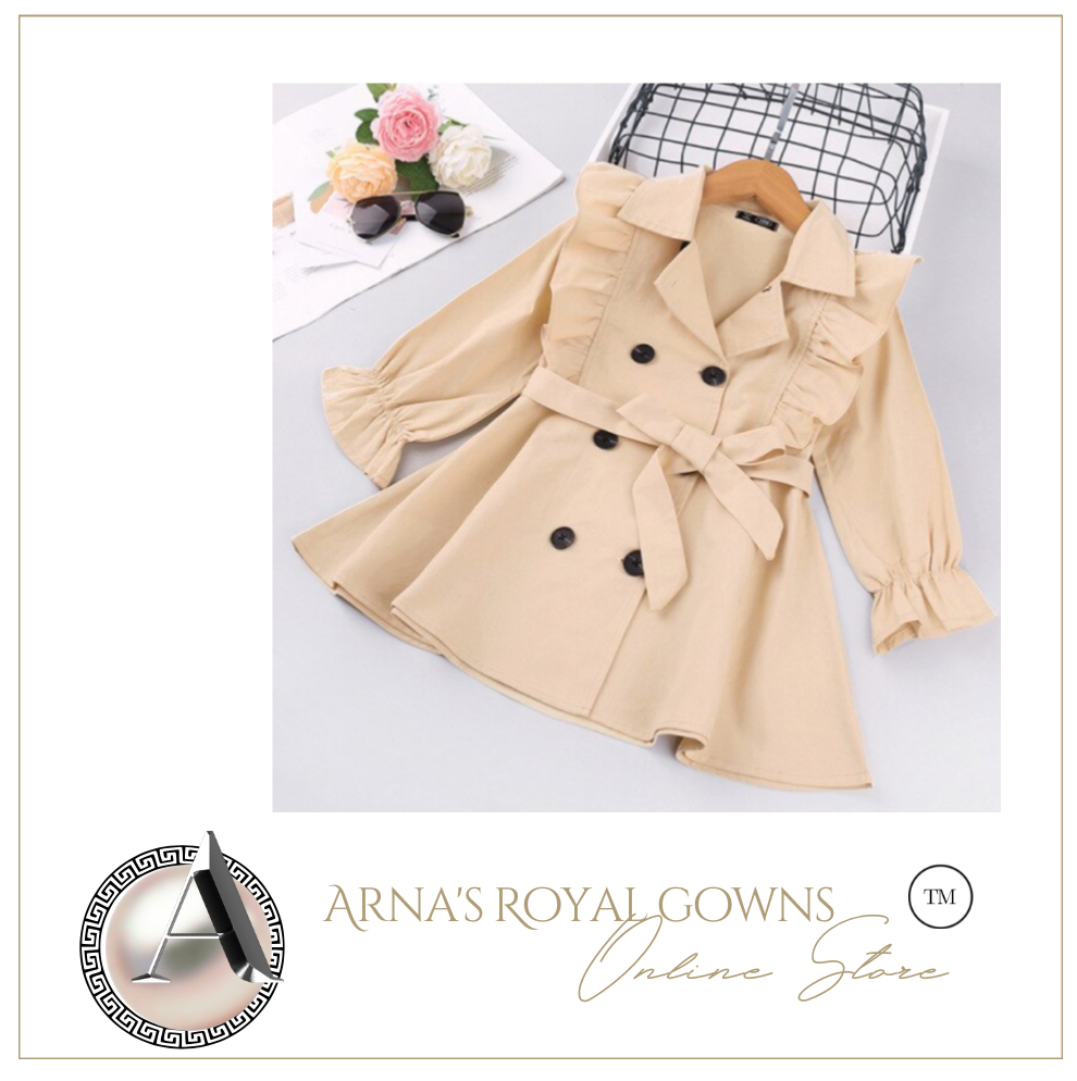 Arna Royal Gown Collection - Girls Overcoat Windproof Double Breasted Trench Coat - Many Sizes