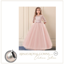Load image into Gallery viewer, &quot;Arna&quot; Royal Gown Collection - Girls Wedding Evening Party Bridesmaid Long Dress Prom Gown Children Teenager New Year Princess Costume
