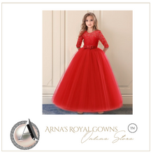 Load image into Gallery viewer, &quot;Arna&quot; Royal Gown Collection - Girls Wedding Evening Party Bridesmaid Long Dress Prom Gown Children Teenager New Year Princess Costume

