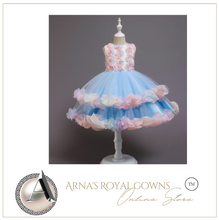 Load image into Gallery viewer, &quot;Arna&quot; Royal Gown Collection - Flower Dresses For Girls Elegant Rainbow Tutu Ball Gown 4-10 Year
