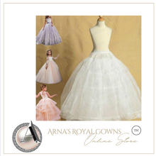 Load image into Gallery viewer, &quot;Arna&quot; Royal Gown Collection - White Petticoat for Girls Crinoline Underskirt Flower Girl Prom Ball Gown Dress Puffy Skirt 2 Hoop
