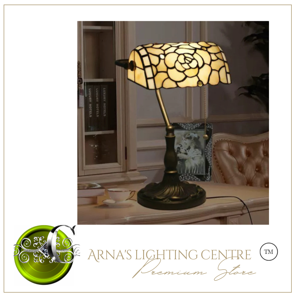Arna Royal Collection - Table Lamp Flower Lampshade Retro Bank Light Lamp