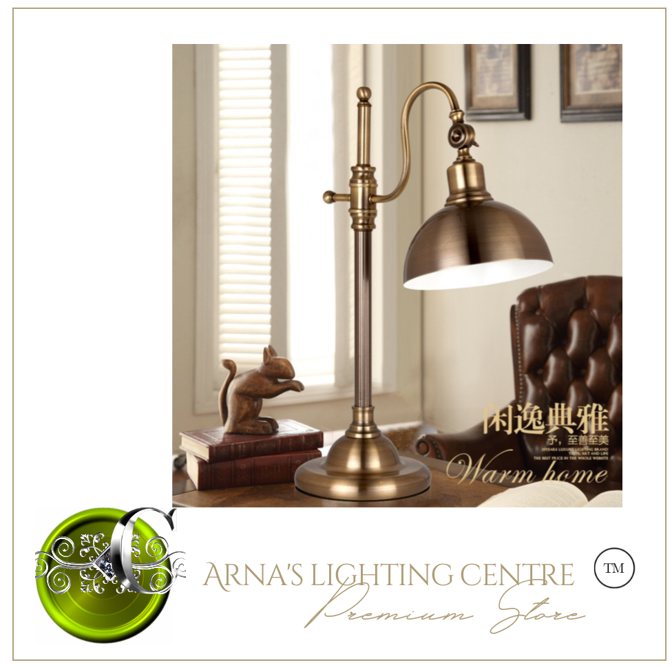 Arna Royal Collection - Retro LED Wrought Iron Plated Desk Table Lamp