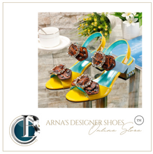 Load image into Gallery viewer, Luxury Women&#39;s Sandals Jewelled Square Heel Butterfly-Knot Rivet Rhinestone Shoes
