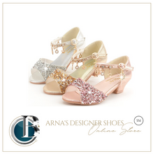 Load image into Gallery viewer, Arna&#39;s Shoe Collection - Children&#39;s Crystal Shoes Rhinestone Pendants Open Toes
