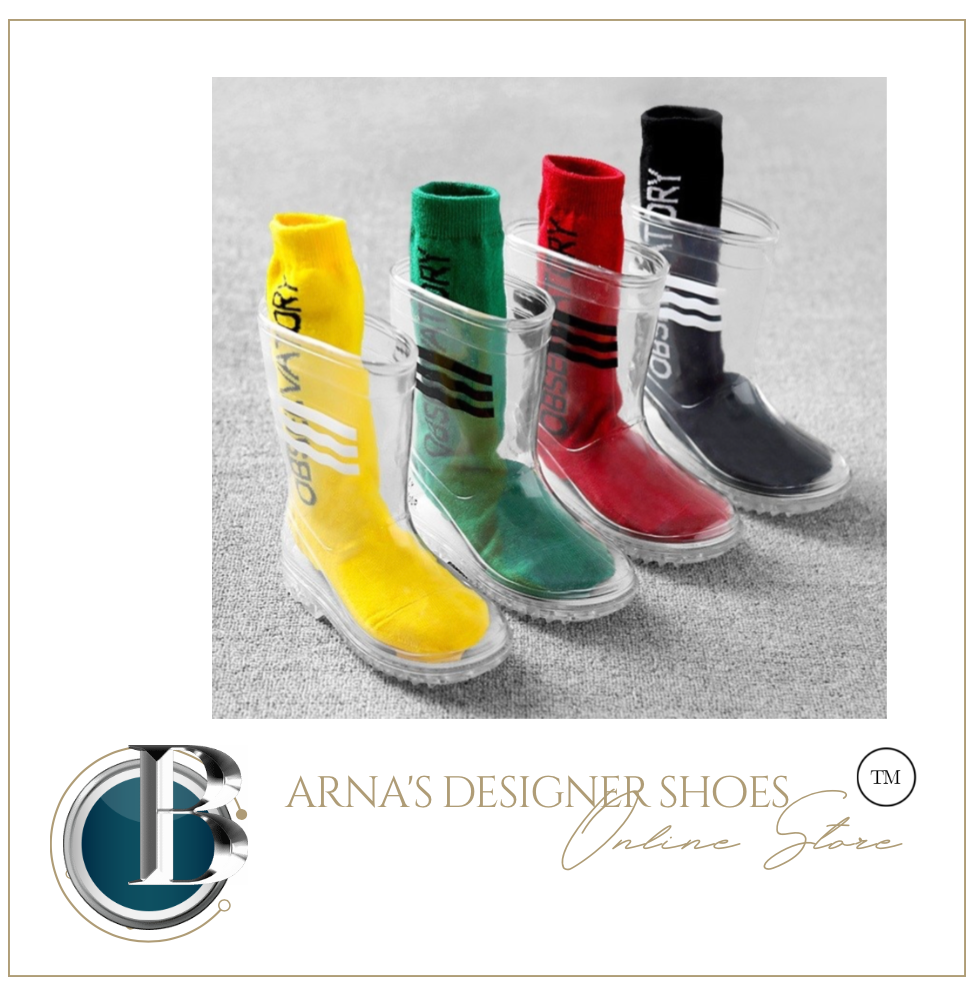 Children's Clear Waterproof PVC Soft Rubber Rain Boots - Unisex