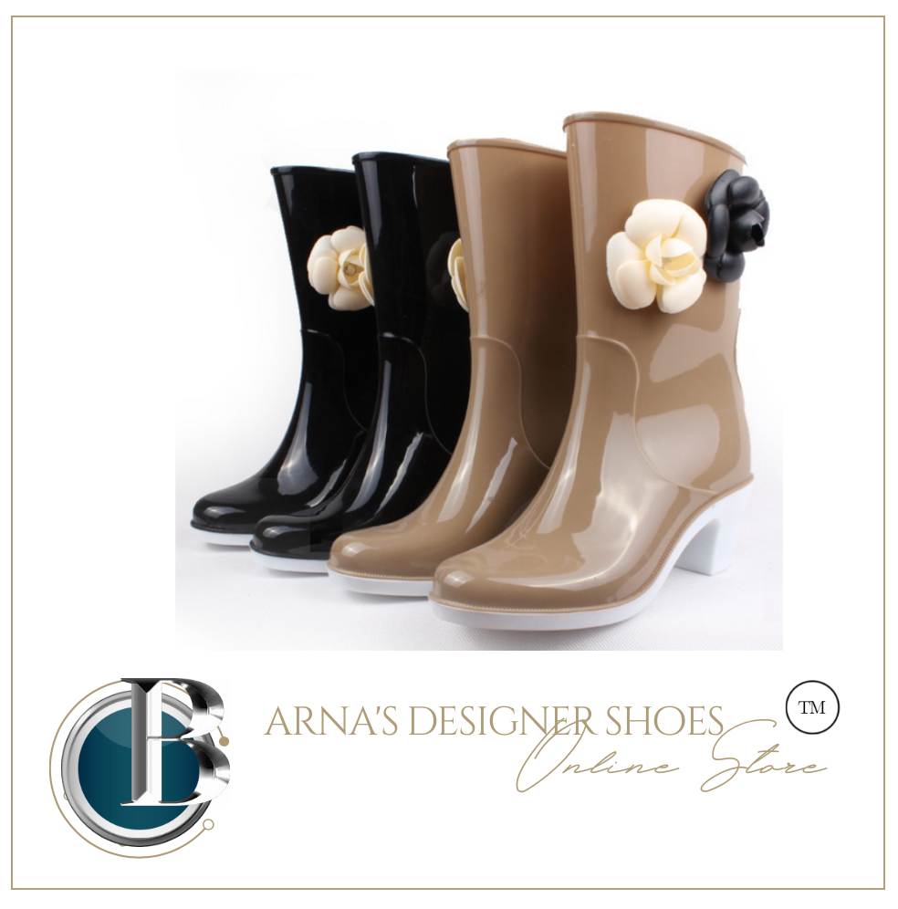 Luxury - Women's Soft Rain Boots High-Heeled Boots - Water-Proof - Non-Slip