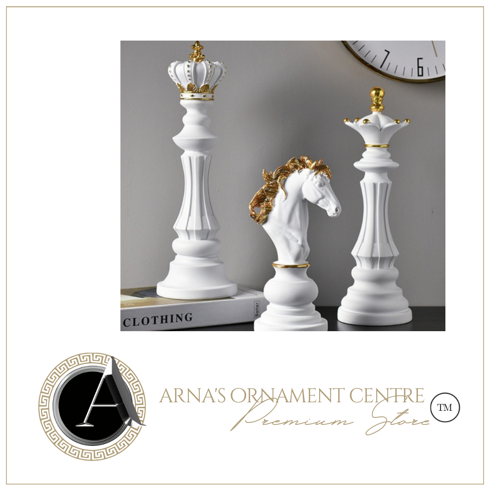 Nordic Sculpture Golden Chess Book Shelf Accessories x3 - Office Home & Living