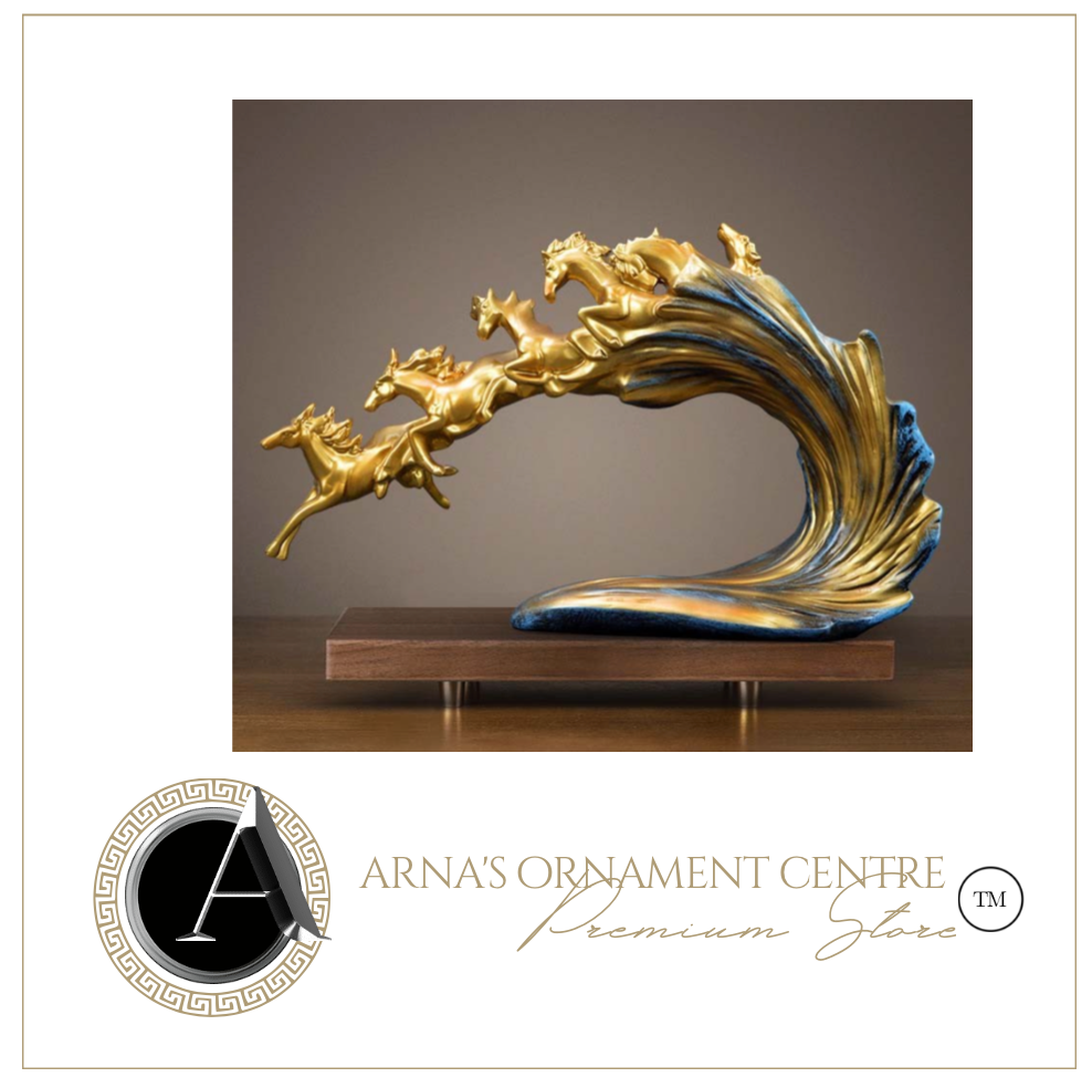 Nordic Sculpture Designer 6 Horse Statue Book Shelf Accessories - Office Home & Living