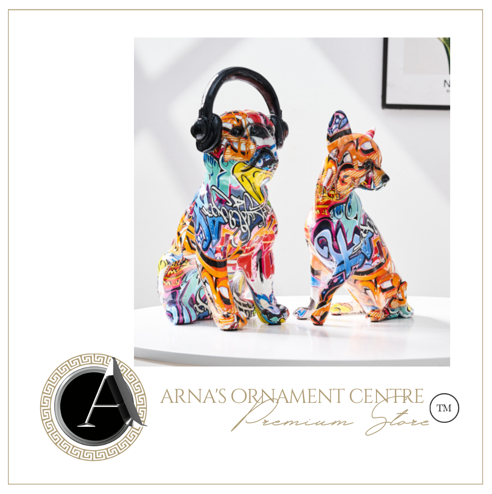 Nordic Sculpture Designer Dogs Statue x2 Book Shelf Accessories - Office Home & Living
