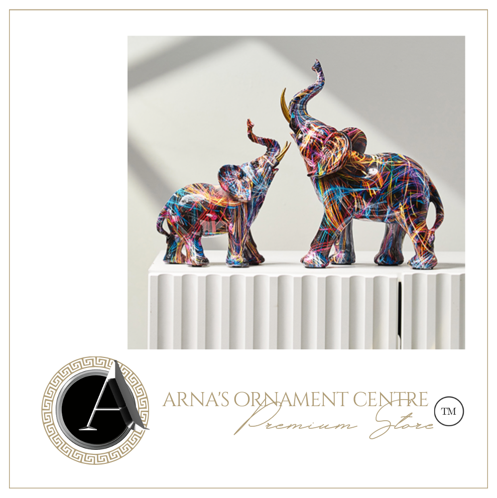 Nordic Sculpture Designer Elephant Statue x2 Book Shelf Accessories - Office Home & Living