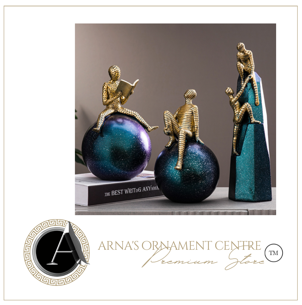 Nordic Abstract Sculpture Golden Book Shelf Accessories - Office Home & Living