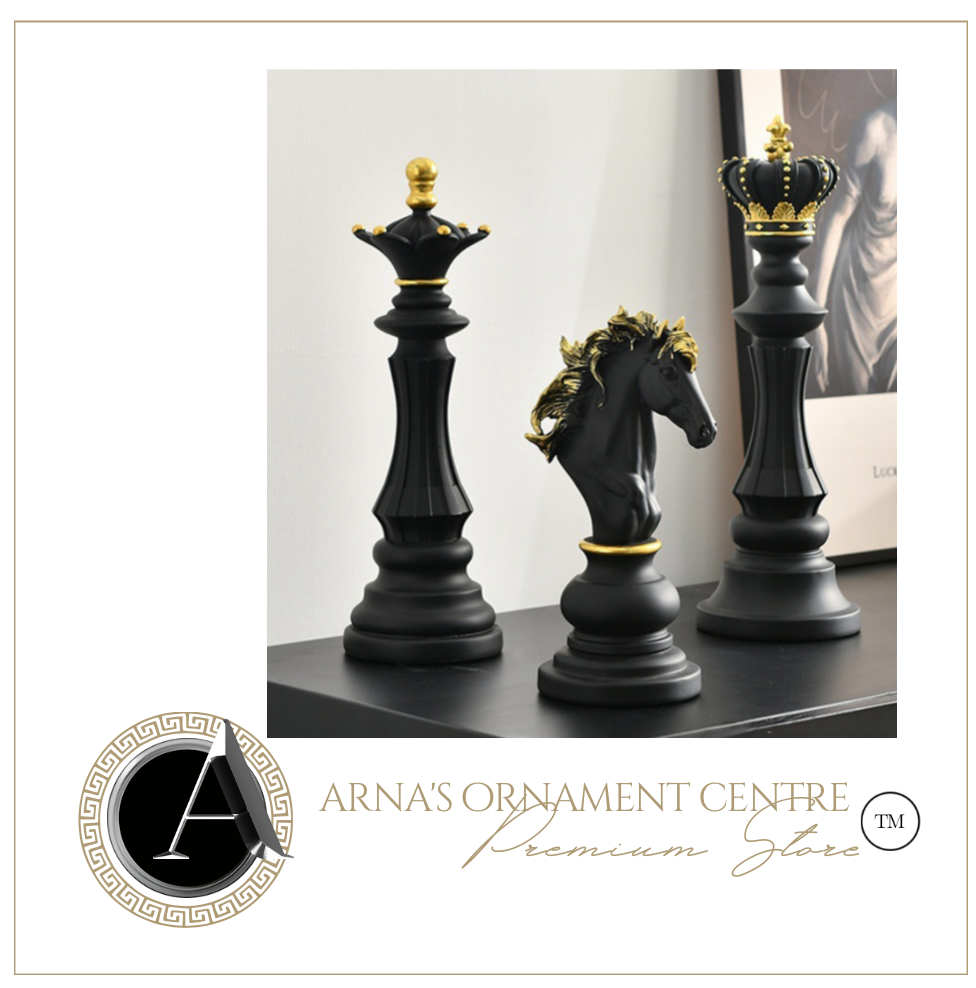 Nordic Sculpture Golden Chess Book Shelf Accessories x3 - Office Home & Living