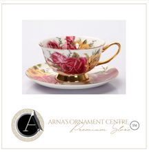 Load image into Gallery viewer, &quot;Arna&quot; Collection - Rose Ceramic Cup &amp; Saucer Set - 2 Piece (2 Designs)
