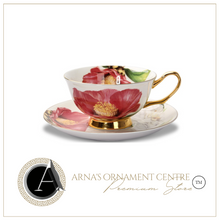 Load image into Gallery viewer, &quot;Arna&quot; Collection - Rose Ceramic Cup &amp; Saucer Set - 2 Piece (2 Designs)

