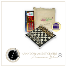 Load image into Gallery viewer, &quot;Arna Lisa&quot; Luxury Vintage Finest Collection - Chess Set Chrome Metal Gold Silver Pegasus Figure Marble
