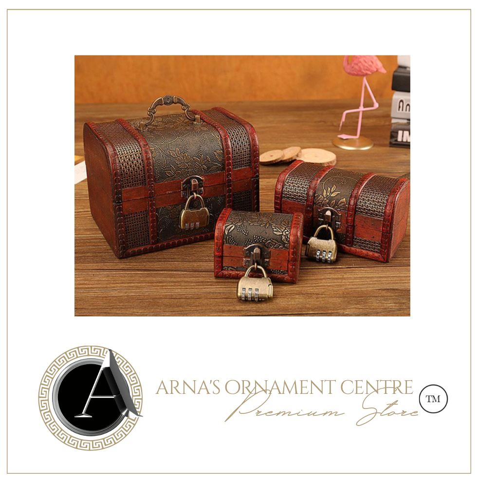 Vintage Wooden Treasure Chest Set - 3 Piece