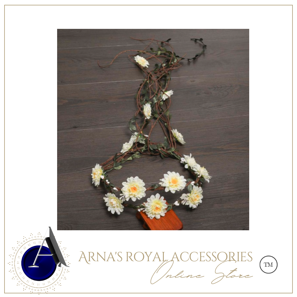 Arna's Hair Accessories - Exquisite Flower Crown Leaves Rattan Floral Garland Headband for Bride Wedding Photography Accessories