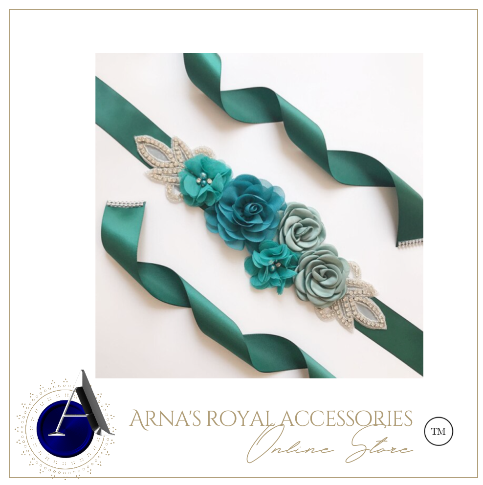 Arna's Royal Collection - Flower Belt & Head Piece (Children) Bridal - Many Colours