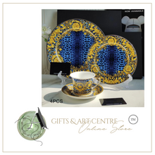 Load image into Gallery viewer, &quot;Arna Lisa&quot; Royal Collection - 24 Piece Porcelain Dinnerware Set for 6 (Leopard Print Blue)
