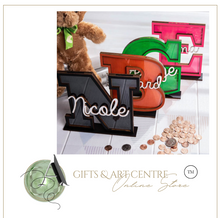 Load image into Gallery viewer, Child&#39;s Room - Piggy Bank Letters Alphabet/Name - Wooden Name Art - Customise Name) Wall Feature or Book Shelf
