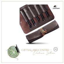 Load image into Gallery viewer, Designer 10 Piece Wood Chisels Knife Set - Leather Roll Storage Bag
