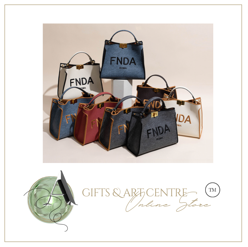 Designer Tote Bag Leather + Gold Black Detail