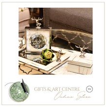 Load image into Gallery viewer, European Classical Silver Deer Table Clock Creativity Silver Iron Frame Marble Texture Vintage Clocks Office Desktop Ornaments
