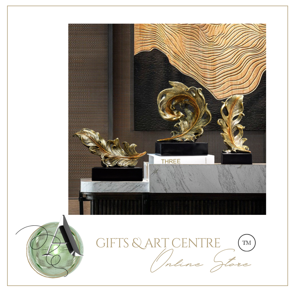 Luxury Feather Statue Designer Gold or Green