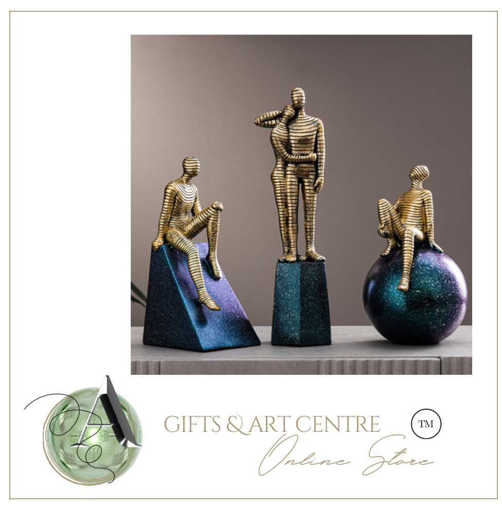 Nordic Abstract Sculpture Golden Book Shelf Accessories - Office Home & Living