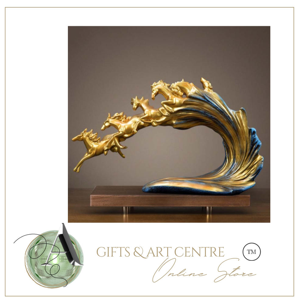 Nordic Sculpture Designer 6 Horse Statue Book Shelf Accessories - Office Home & Living