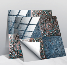 Load image into Gallery viewer, &quot;Arna&quot; Collections - DIY - Custom Crystal Film Covered Retro Metal Pattern Ceramic Tiles x20 Adhesive
